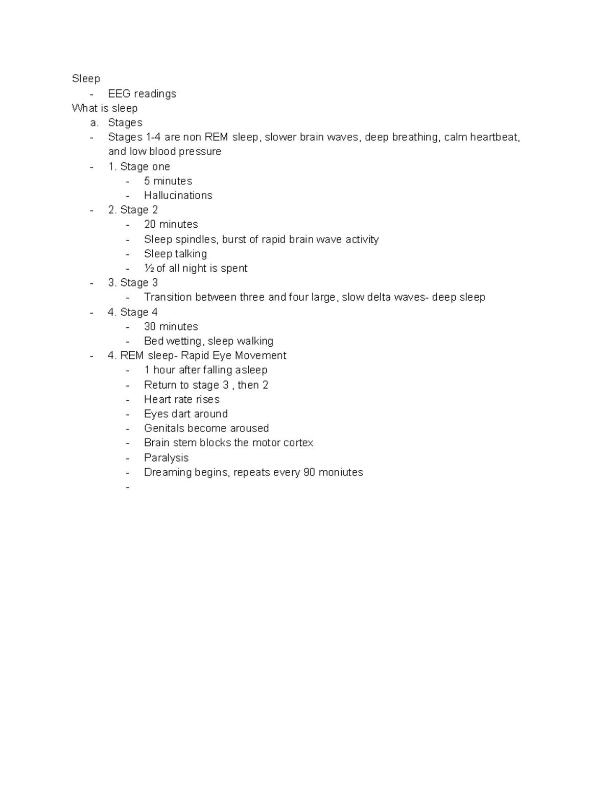 Psych 101 Lecture 9 notes - Sleep - EEG readings What is sleep a ...
