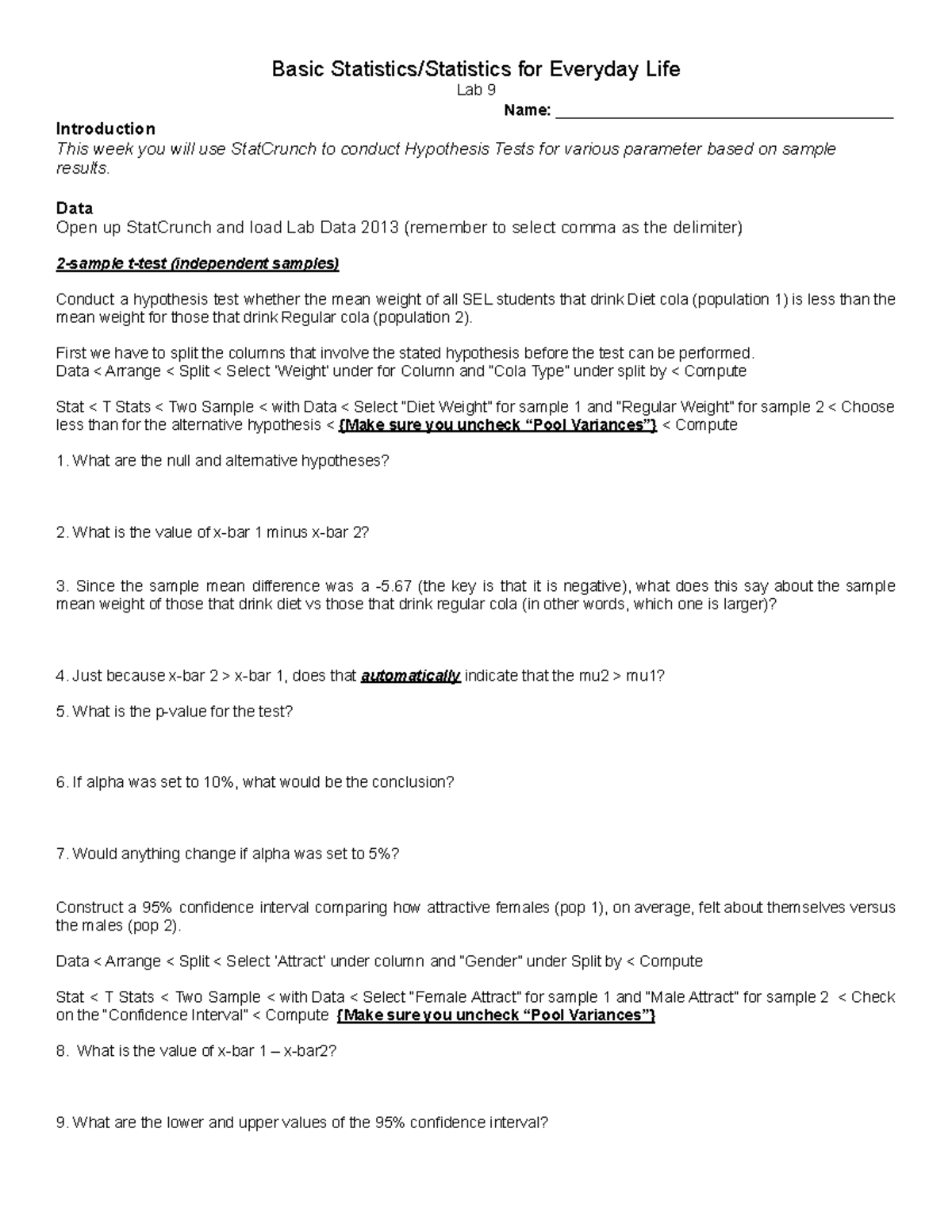 Lab 9 - reg - The University of Akron - Basic Statistics/Statistics for ...