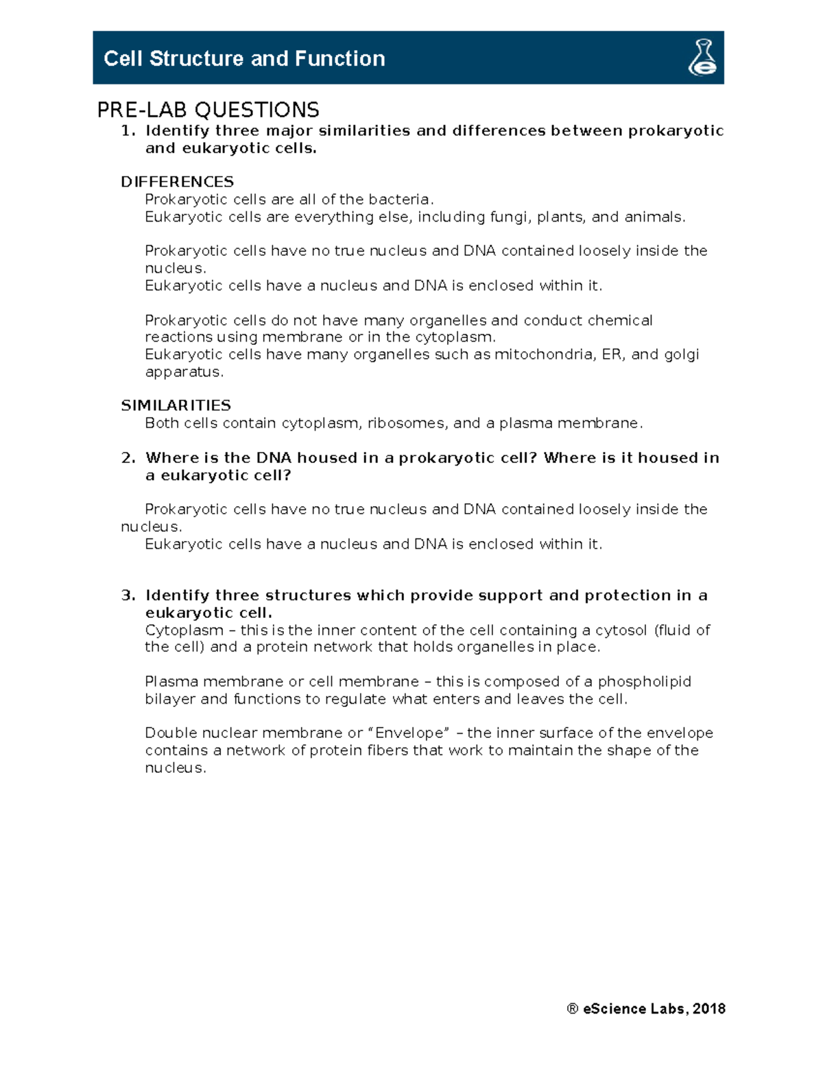 IB 1108 L10 Cell Struc - PRE-LAB QUESTIONS Identify three major ...