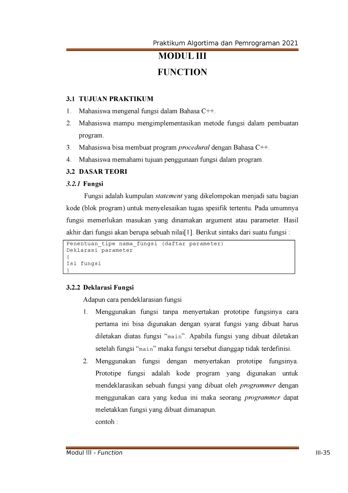 15. Laporan MOD 3 - Practical Report Module-3 - MODUL III FUNCTION 3 ...