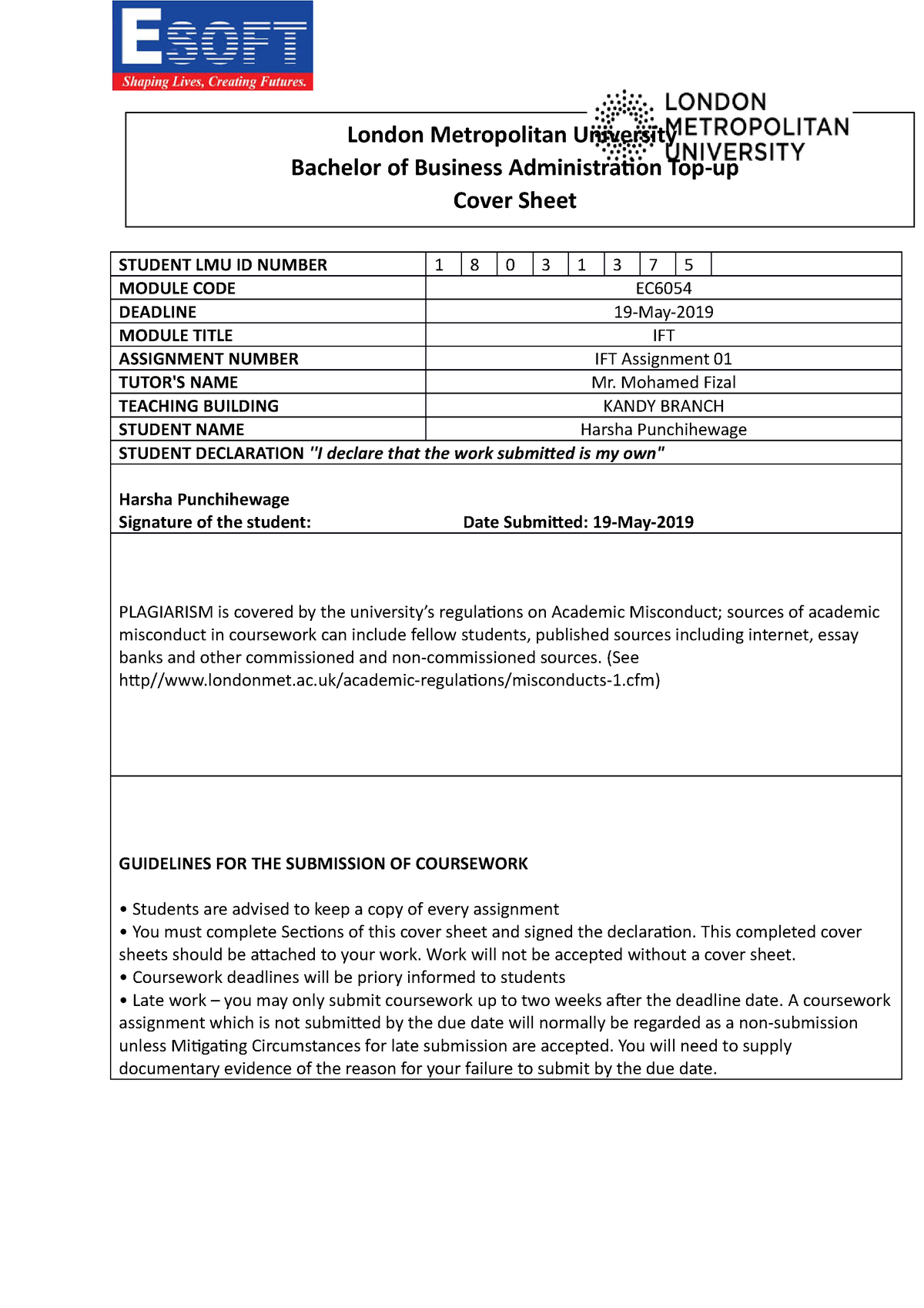 ljmu assignment cover page