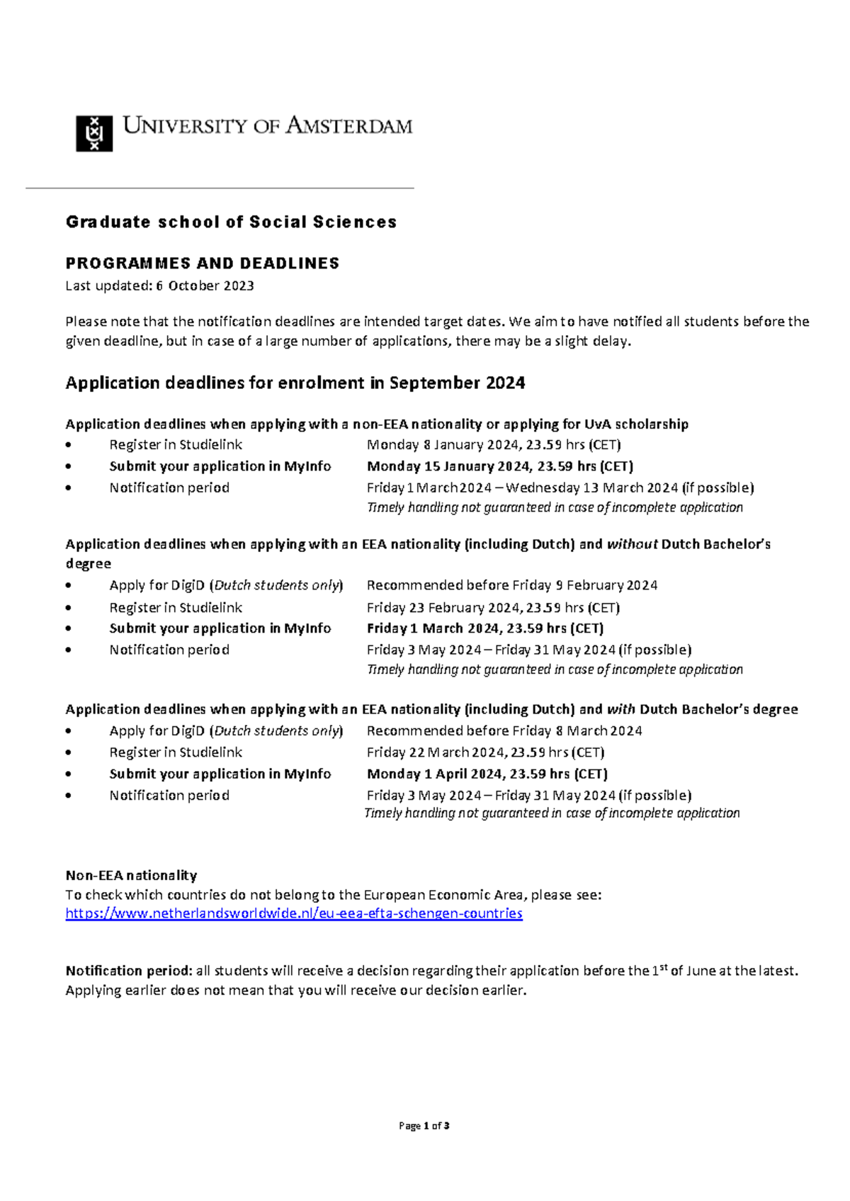 Programmes and deadlines23 Page 1 of 3 Graduate school of Social