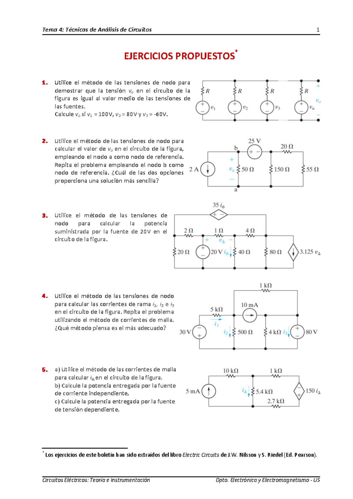 Problemas Tema 4 - Tema 4: Técnicas De Análisis De Circuitos 1 ...