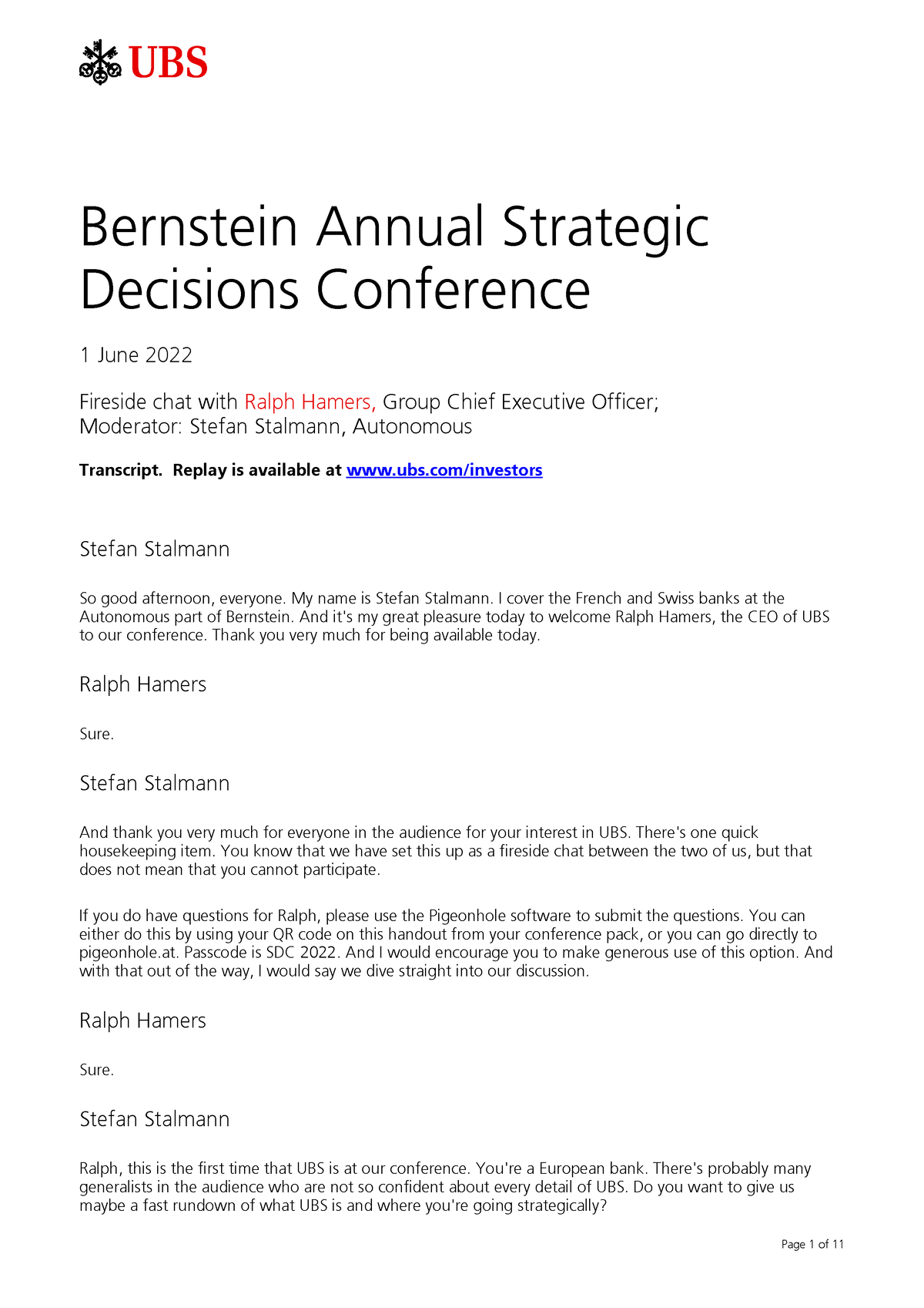 Bernstein annual strategic decisions conference Bernstein Annual