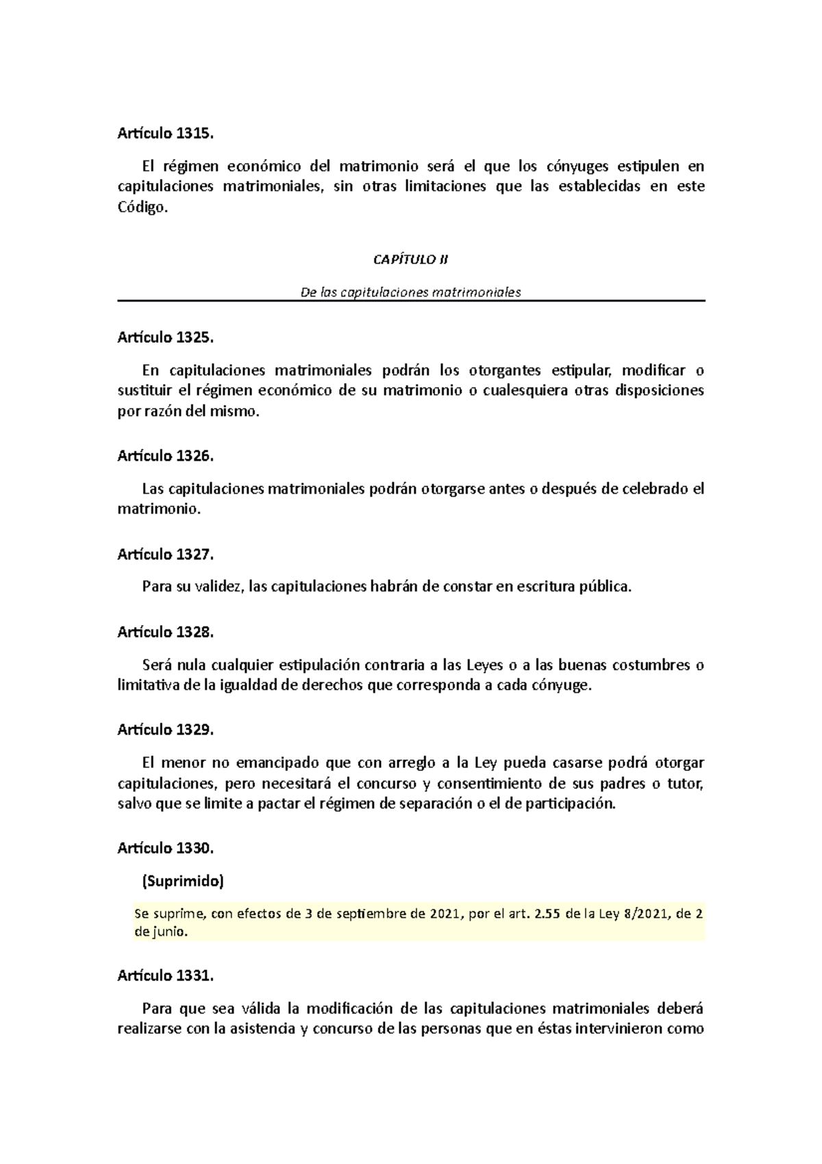 Artículo 1315 Articulos Código Civil actualizado 01563108 StuDocu