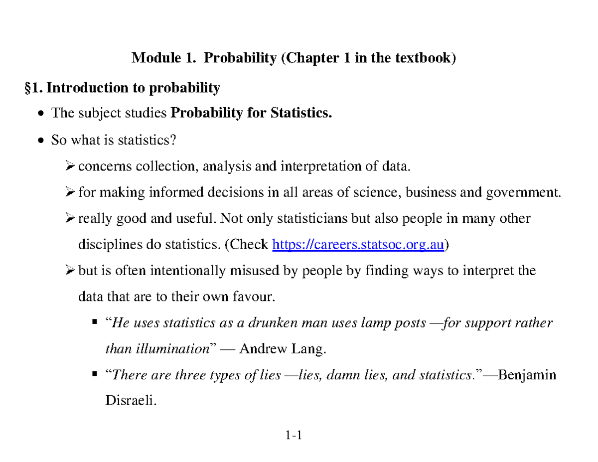 Module 1 - ....................... - Module 1. Probability (Chapter 1 ...