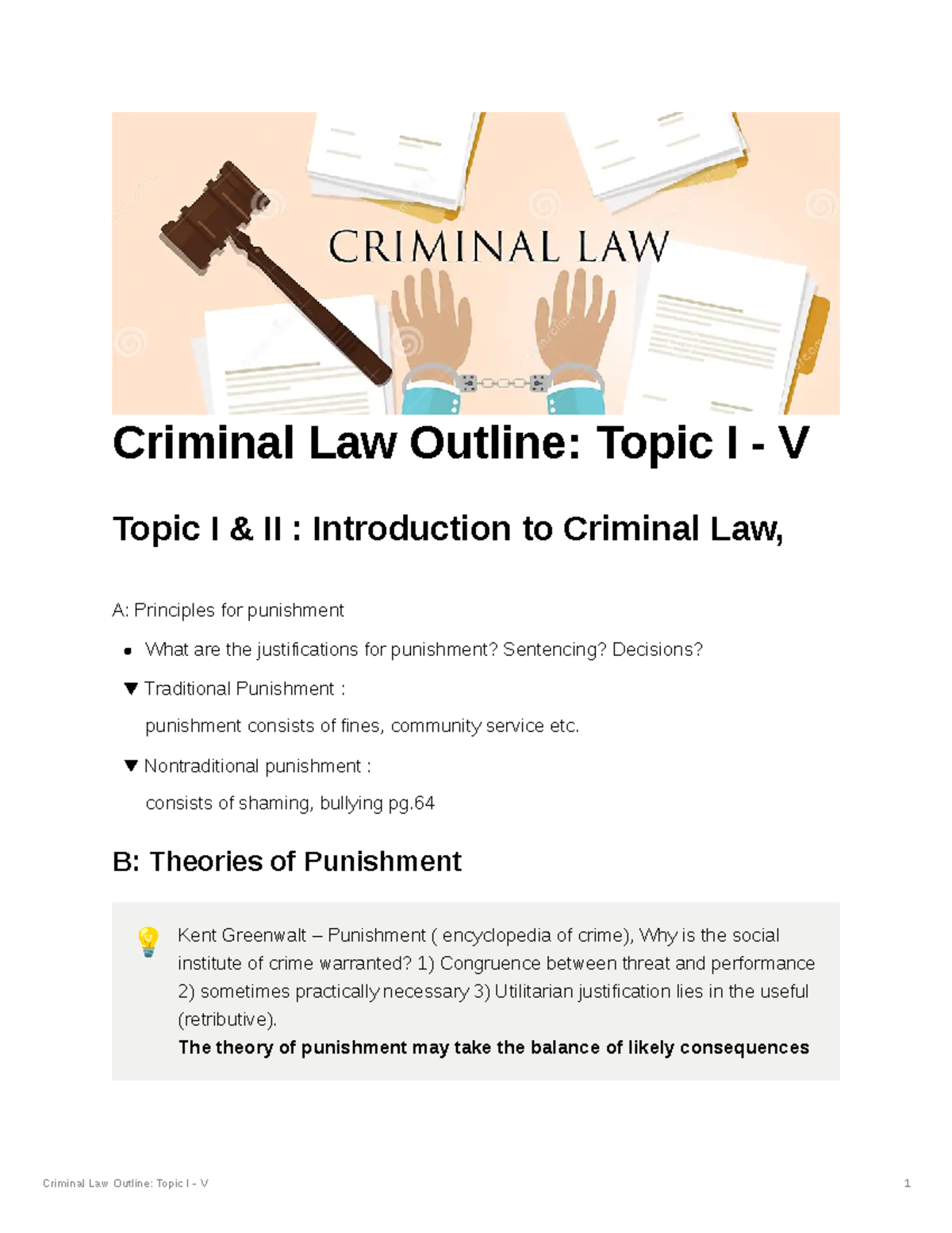 Criminal Law Outline Topic I - V 7809323040124 c84b01ce8d5a3d64292 ...