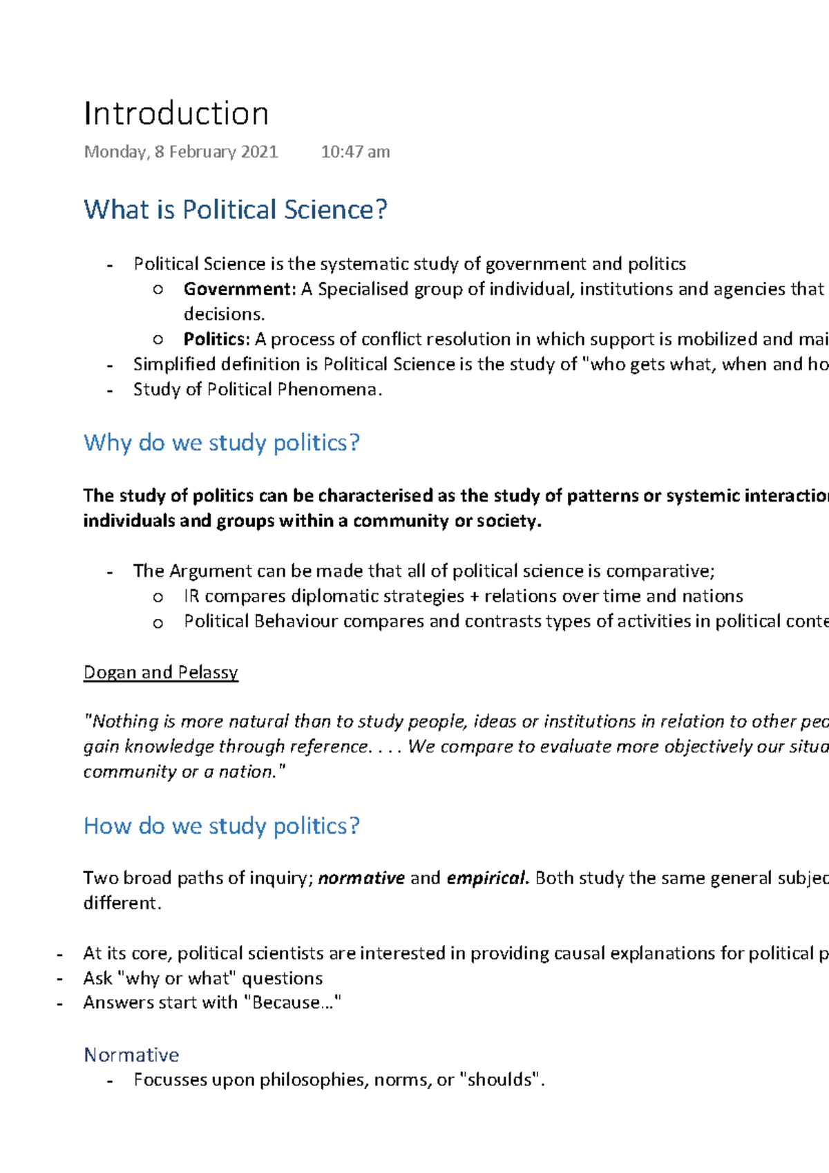 political science essay introduction