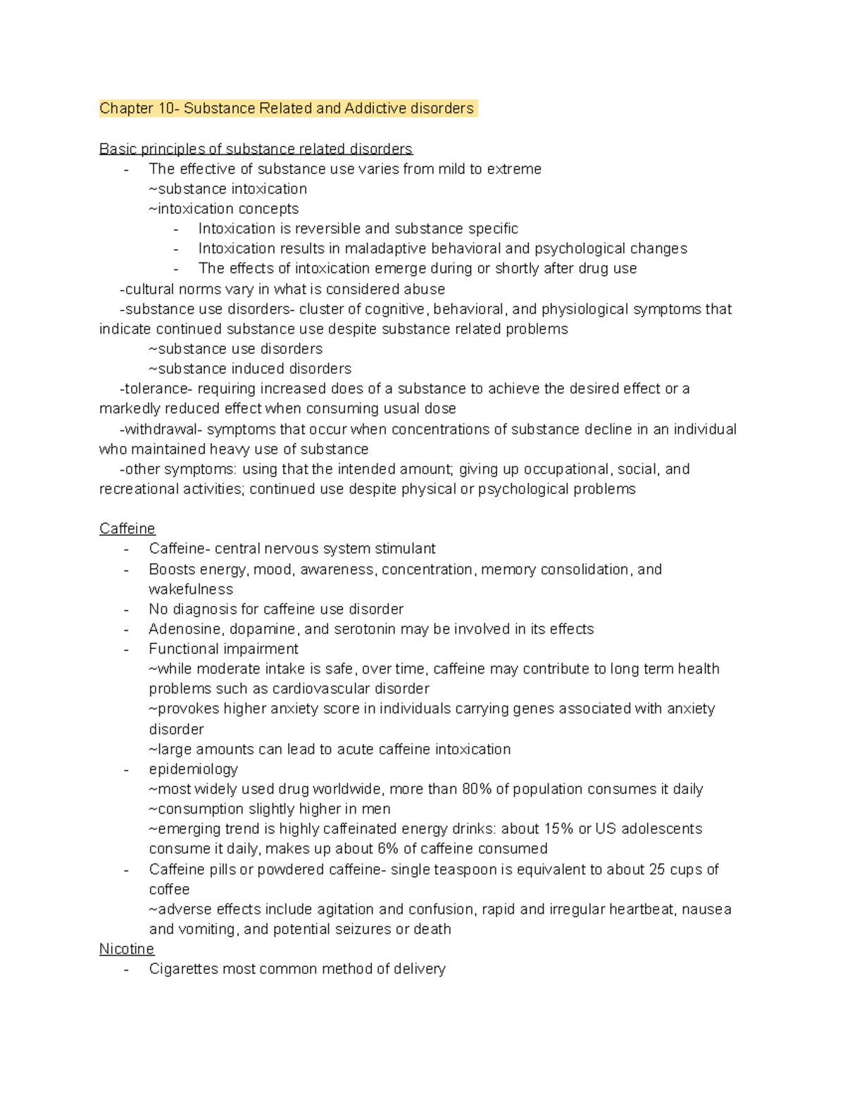 Abnormal Psych pt3 - Chapter 10- Substance Related and Addictive ...