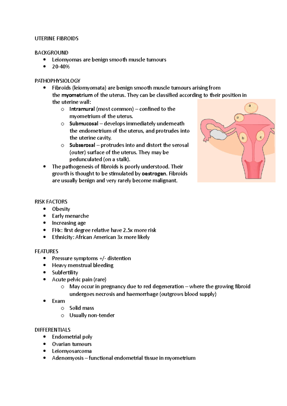 Uterine Fibroids - UTERINE FIBROIDS BACKGROUND Leiomyomas are benign ...