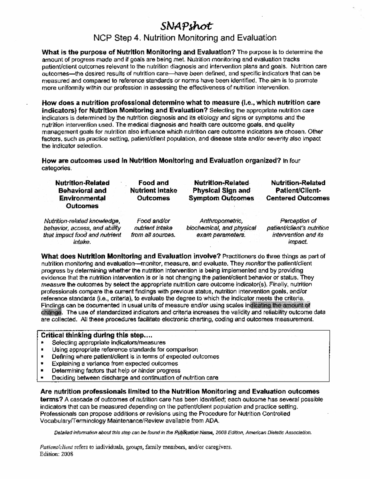 Adime guidelines - BSNursing - Studocu