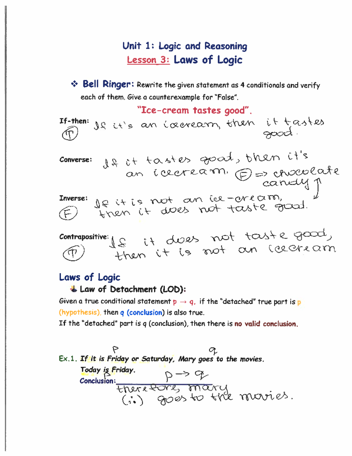 Key to lesson 4 Laws of Logic - Studocu