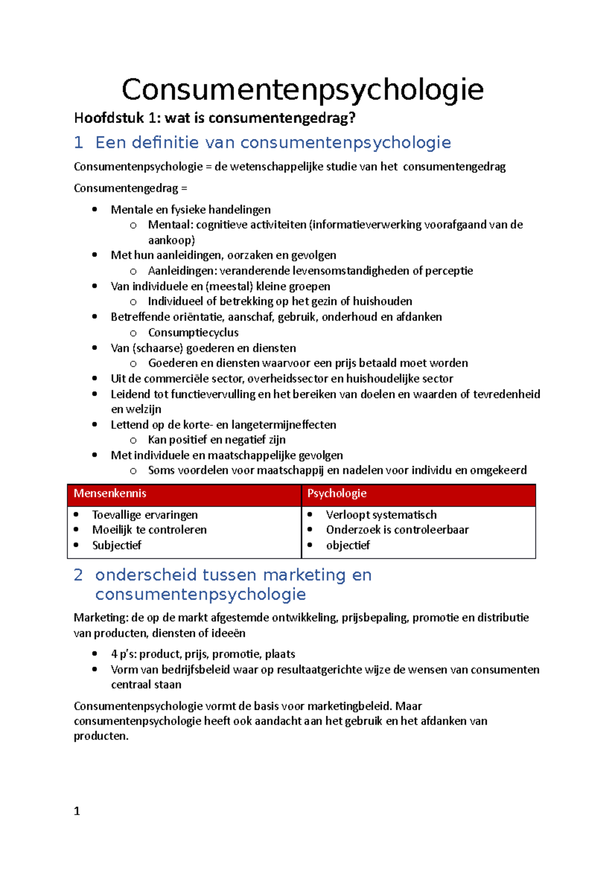 Samenvatting Consumentenpsychologie 1 - Consumentenpsychologie ...