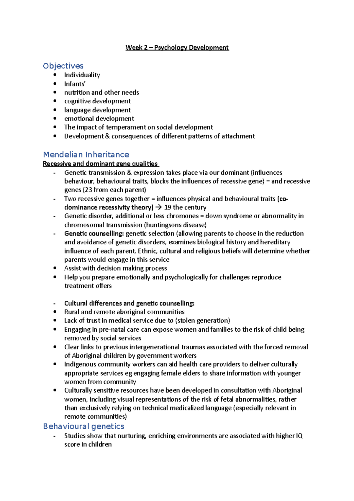 Week 2- psych - Week 2 – Psychology Development Objectives ...