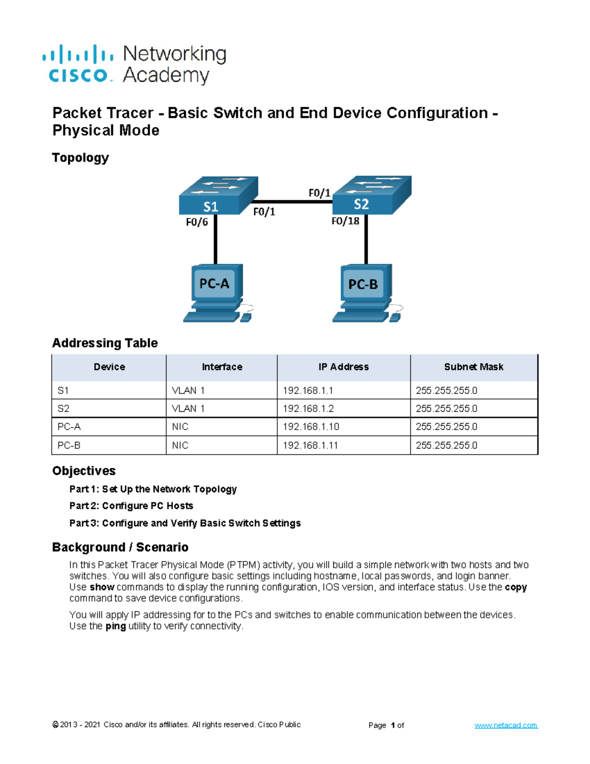 2 - PAKET TRACERT - © 2013 - 2021 Cisco and/or its affiliates. All ...