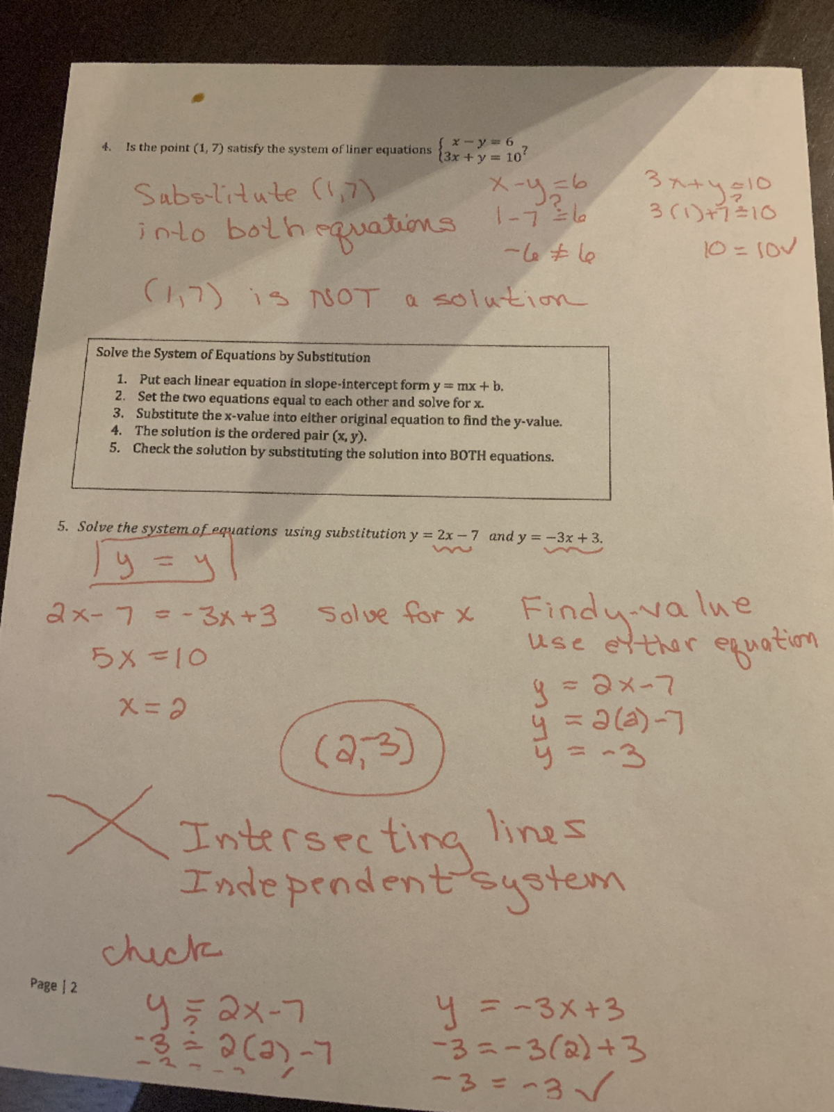 IMG-5346 - Solving system of equations by substitution with 2 equations ...