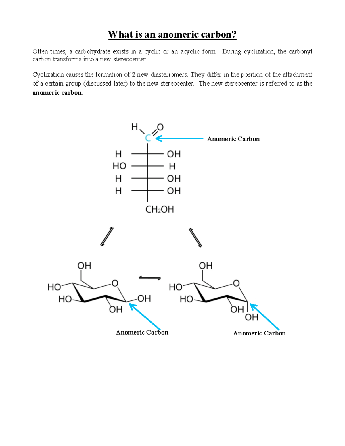 Anomeric carbons What is an anomeric carbon? Often times, a