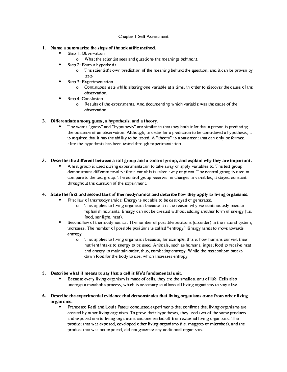 L Ifesci 1 UCLA- Self Assesment Chap 1 (9-20-16) - Chapter 1 Self ...