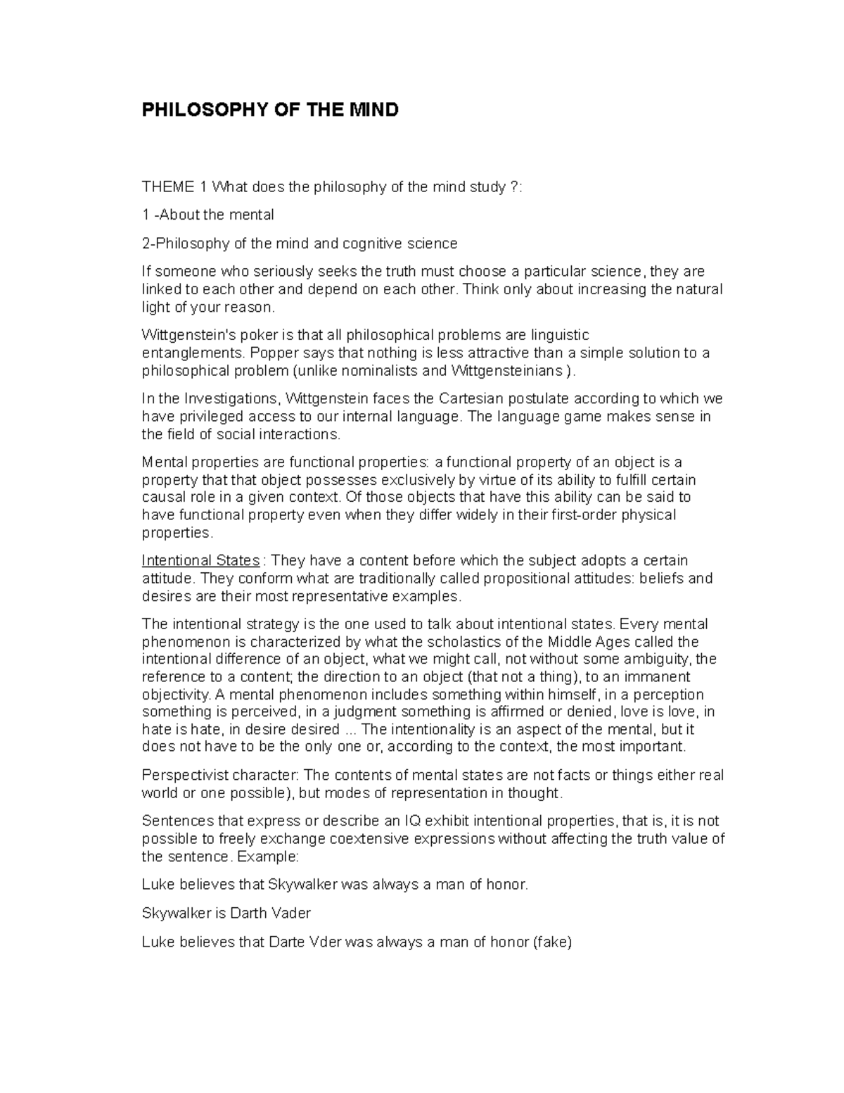 Philosophy of the mind Think only about increasing the natural light of your reason. Studocu