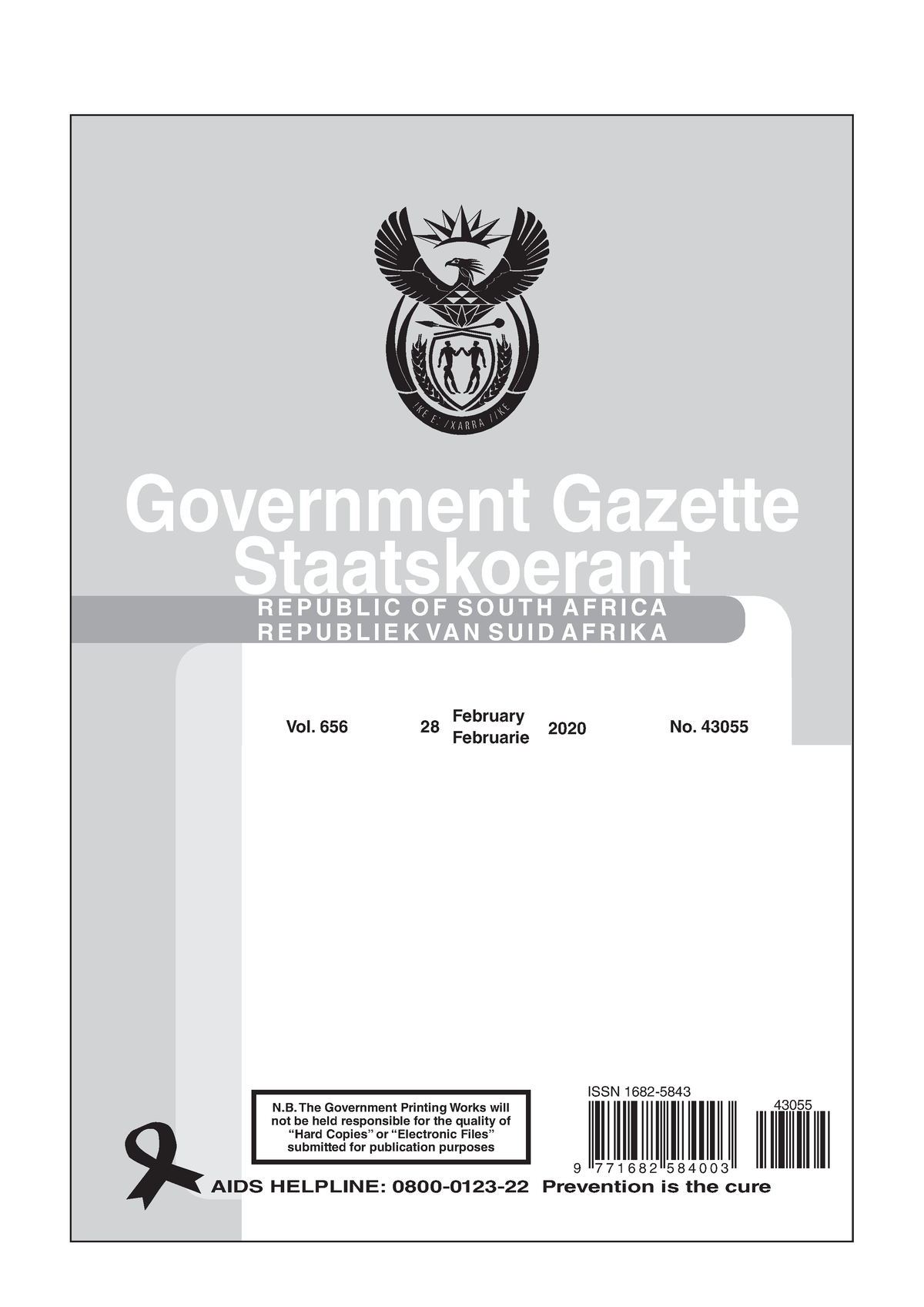 Deeds Office Fees from April 2020 Regulation Gazette No. 10177 Regulasiekoerant not be held