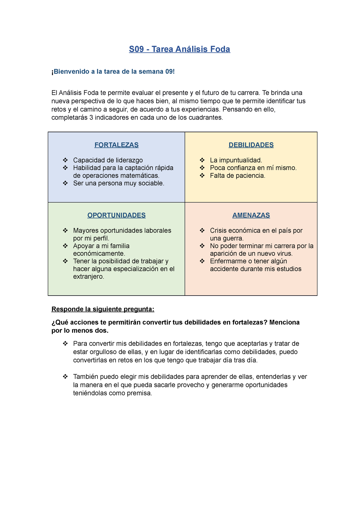 Ivu Actividad 9 Xavier Alejandro S09 Tarea Análisis Foda ¡bienvenido A La Tarea De La Semana 6311