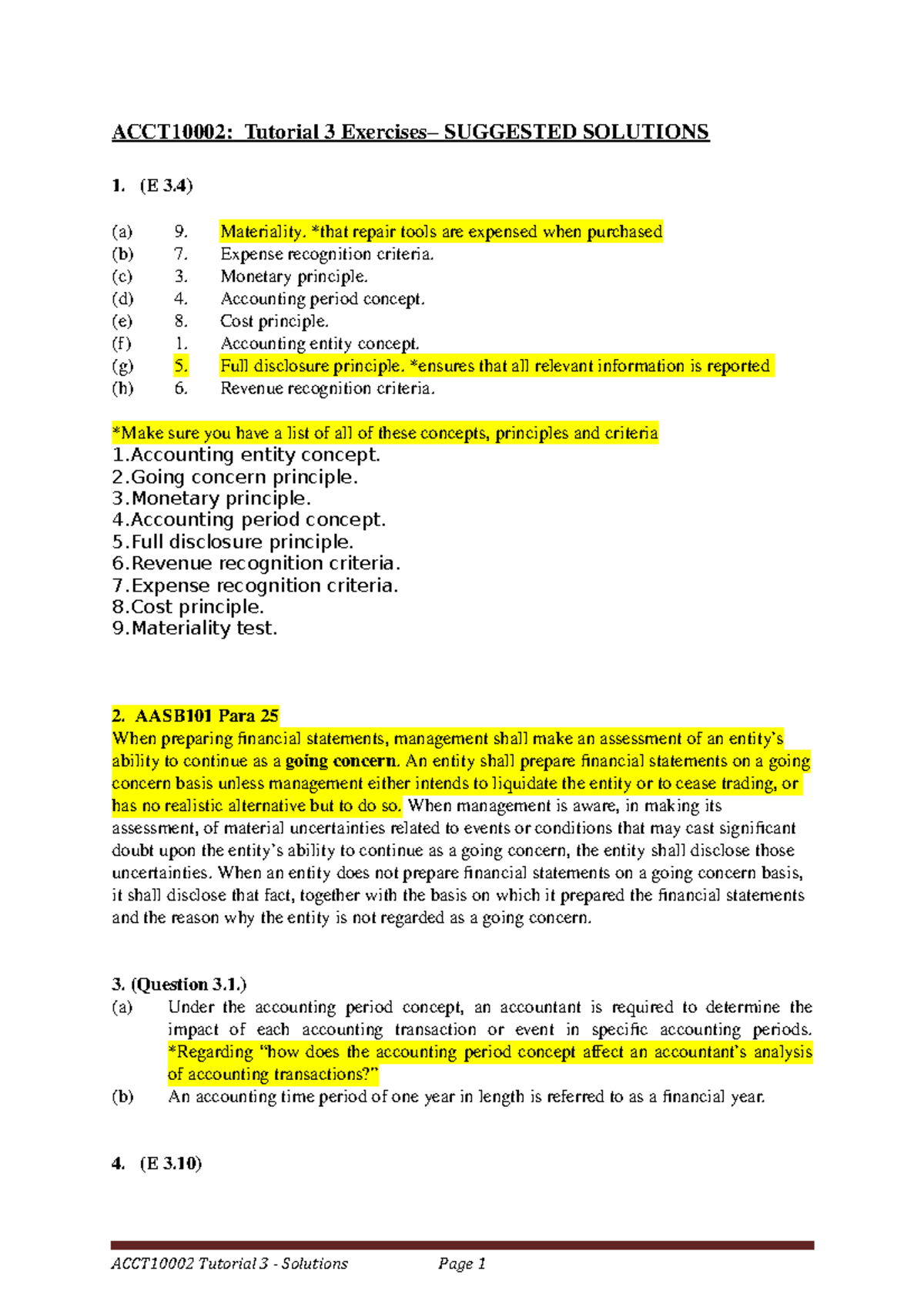 ACCT10002 Tutorial 3 Solutions Sem 2, 2019 - Tutorial 3 SUGGESTED ...