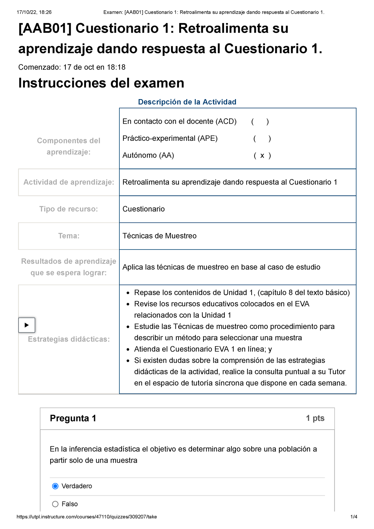 Examen [AAB01] Cuestionario 1 Retroalimenta Su Aprendizaje Dando ...