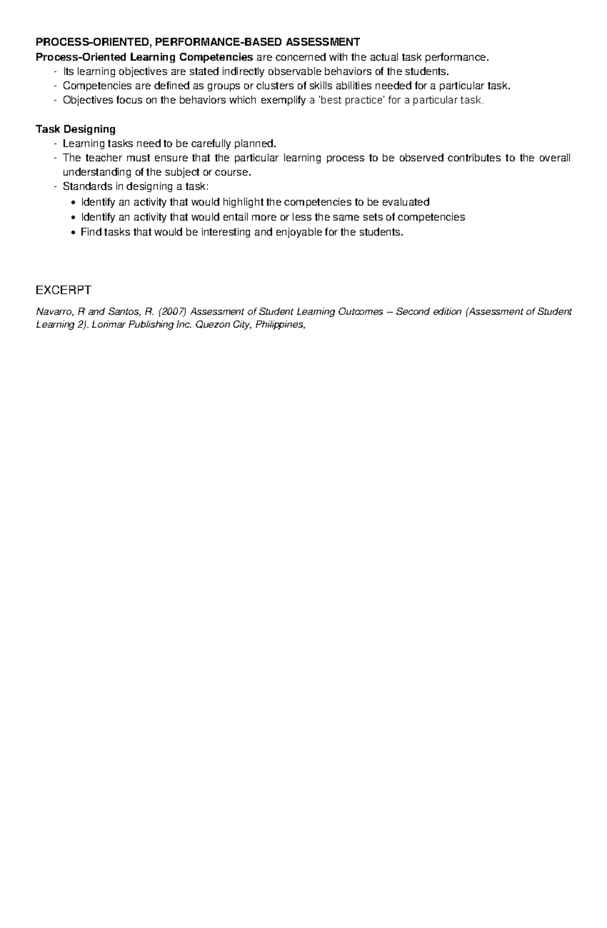 Process- Oriented - Assessment of Learning 2 - PROCESS-ORIENTED ...