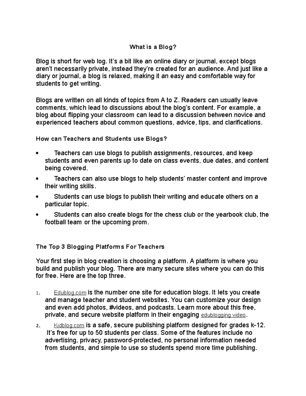What is a Blog - Lecture notes - What is a Blog? Blog is short for web ...