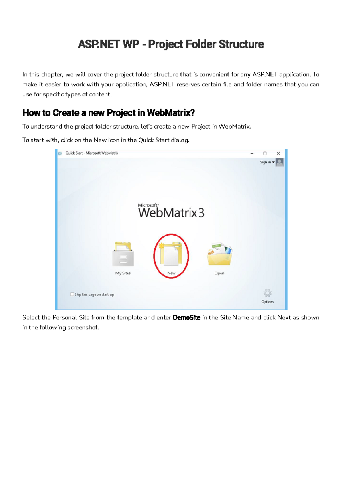Chapter WP ASP WP Project Folder Structure In