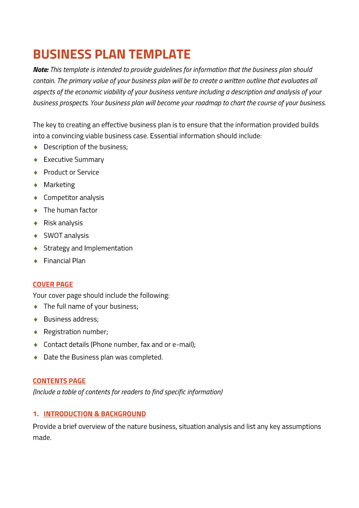 Business-plan-template - BUSINESS PLAN TEMPLATE Note: This template is ...