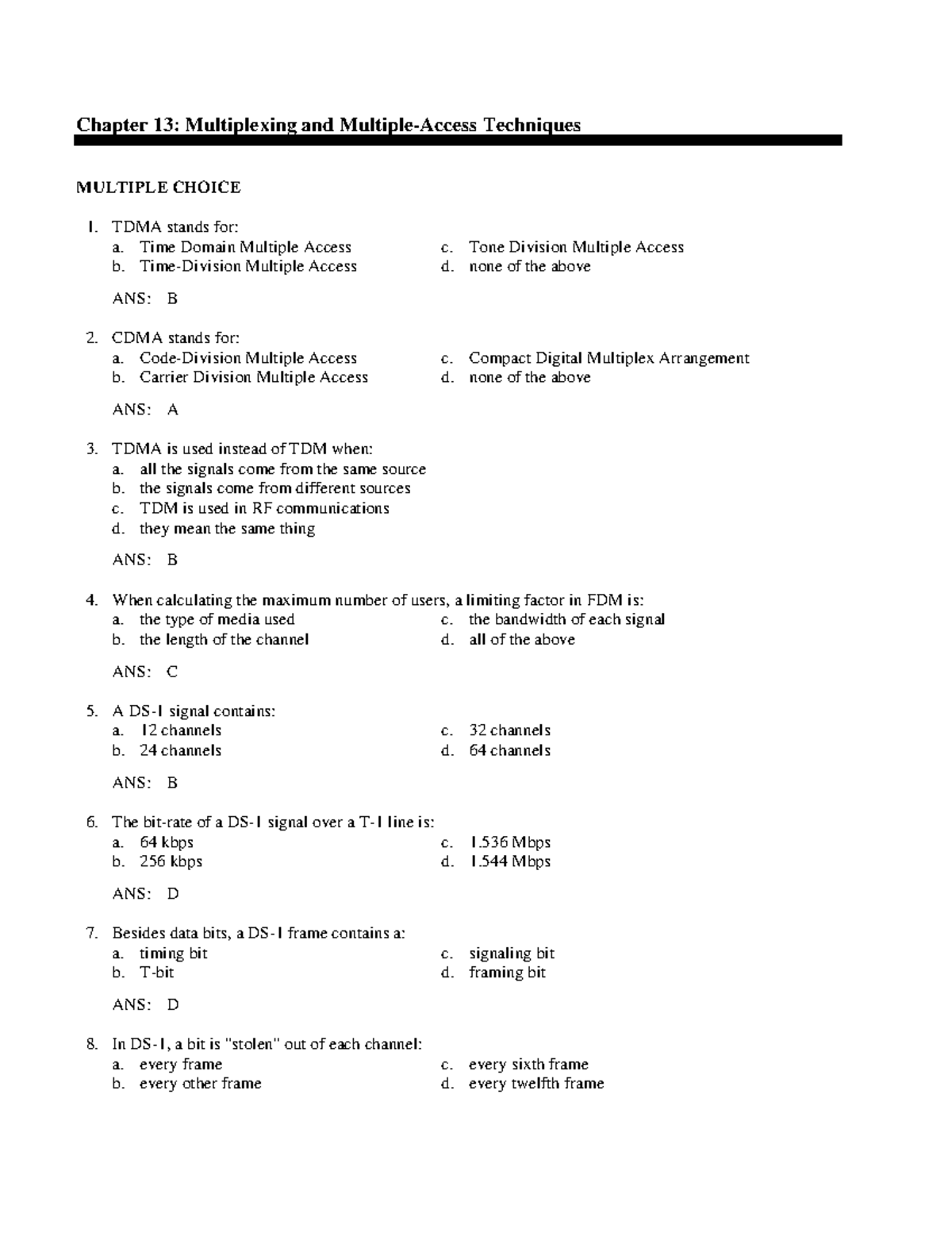 Blake CH13 - Lecture notes 13 - Chapter 13: Multiplexing and Multiple ...