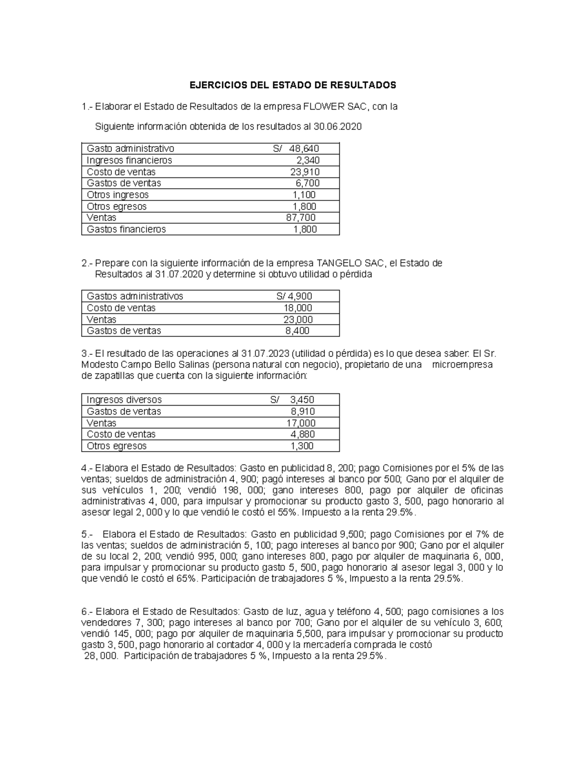 03 Ejercicio de Estado DE Resultados - EJERCICIOS DEL ESTADO DE ...