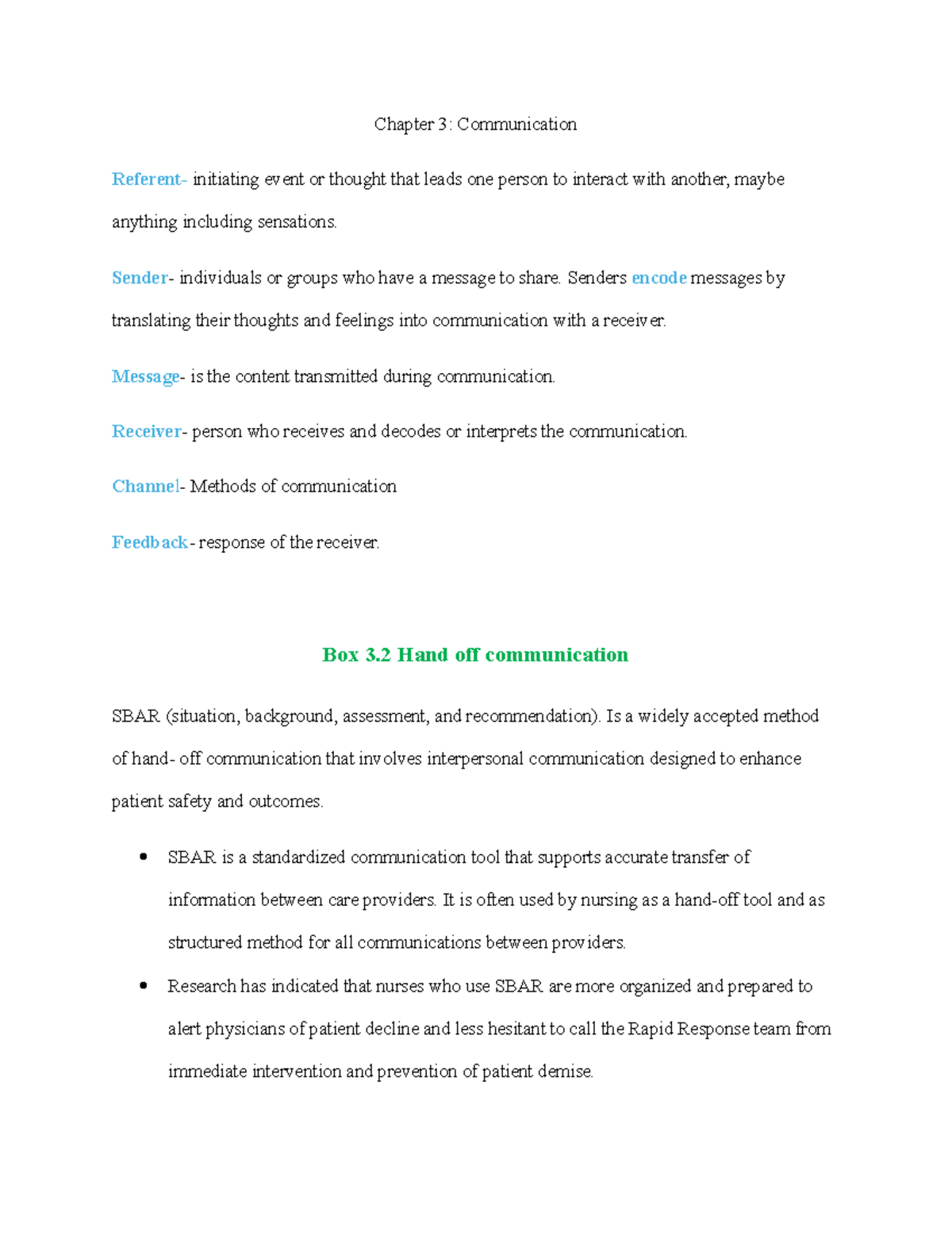 Chapter 3 - Chapter 3: Communication Referent- initiating event or ...