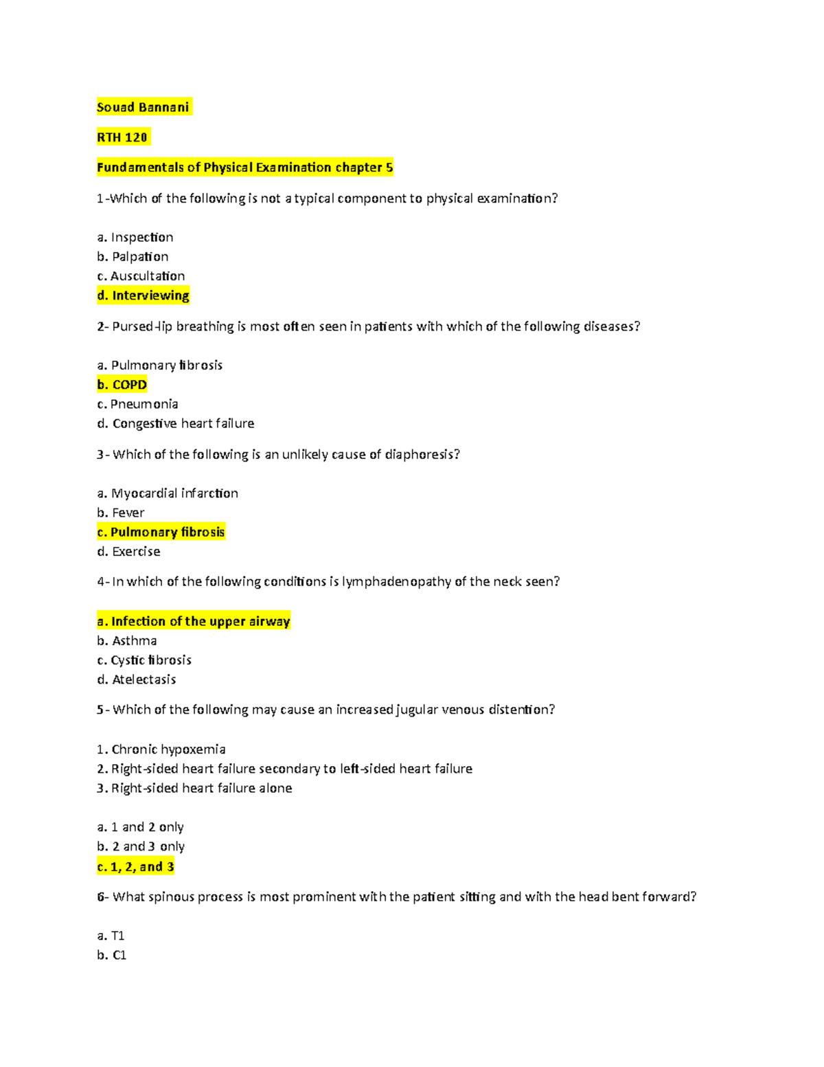 RTH 120 Chapter 5 Solved - Souad Bannani RTH 120 Fundamentals of ...