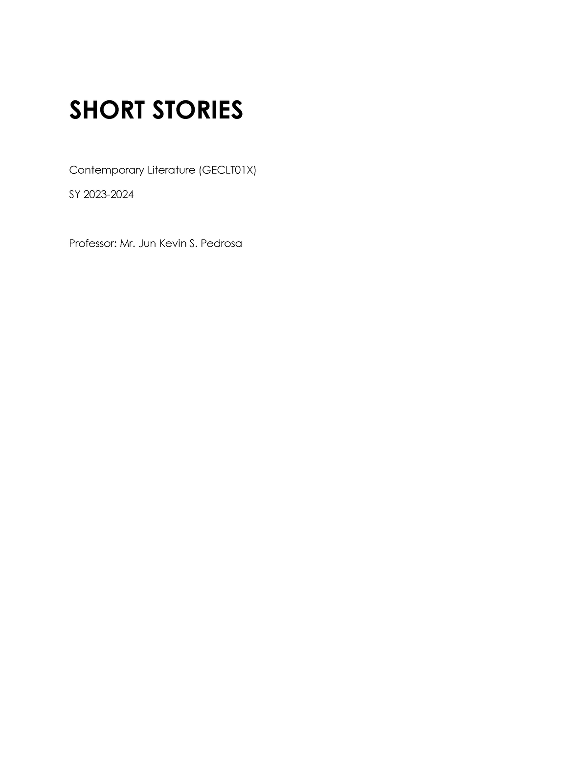 short story contemporary essays