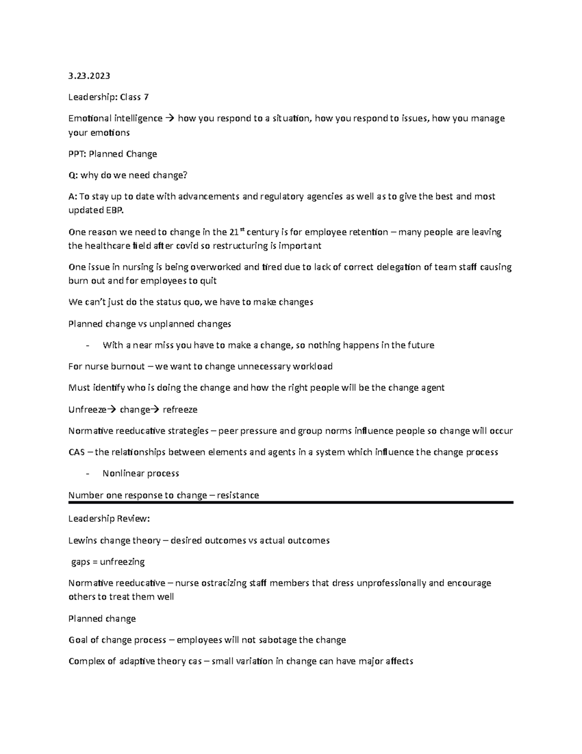 Class 7 - good notes - 3. Leadership: Class 7 Emotional intelligence ...