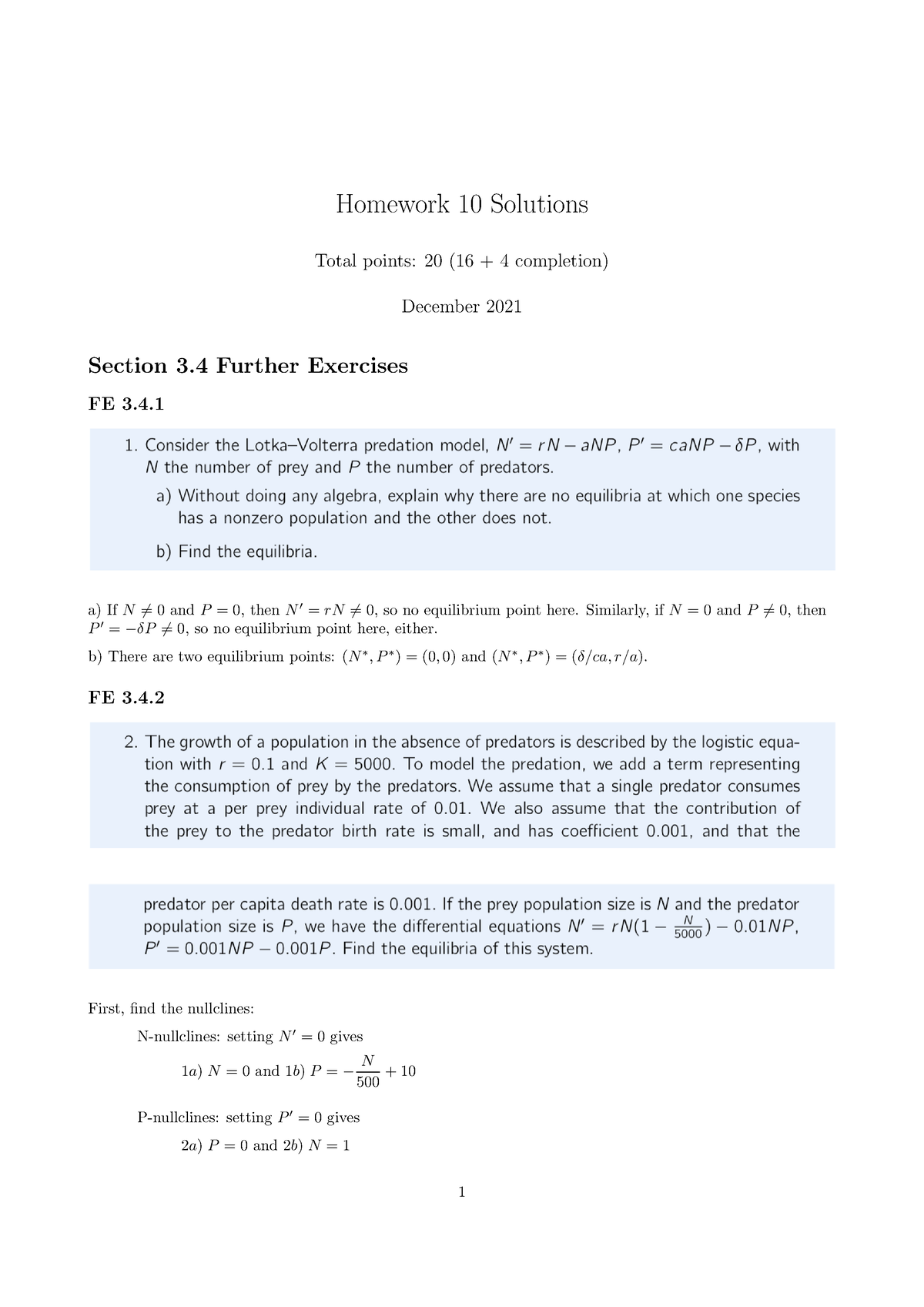 Homework 10 Solutions. Great For LS 30A Homework Help - Homework 10 ...