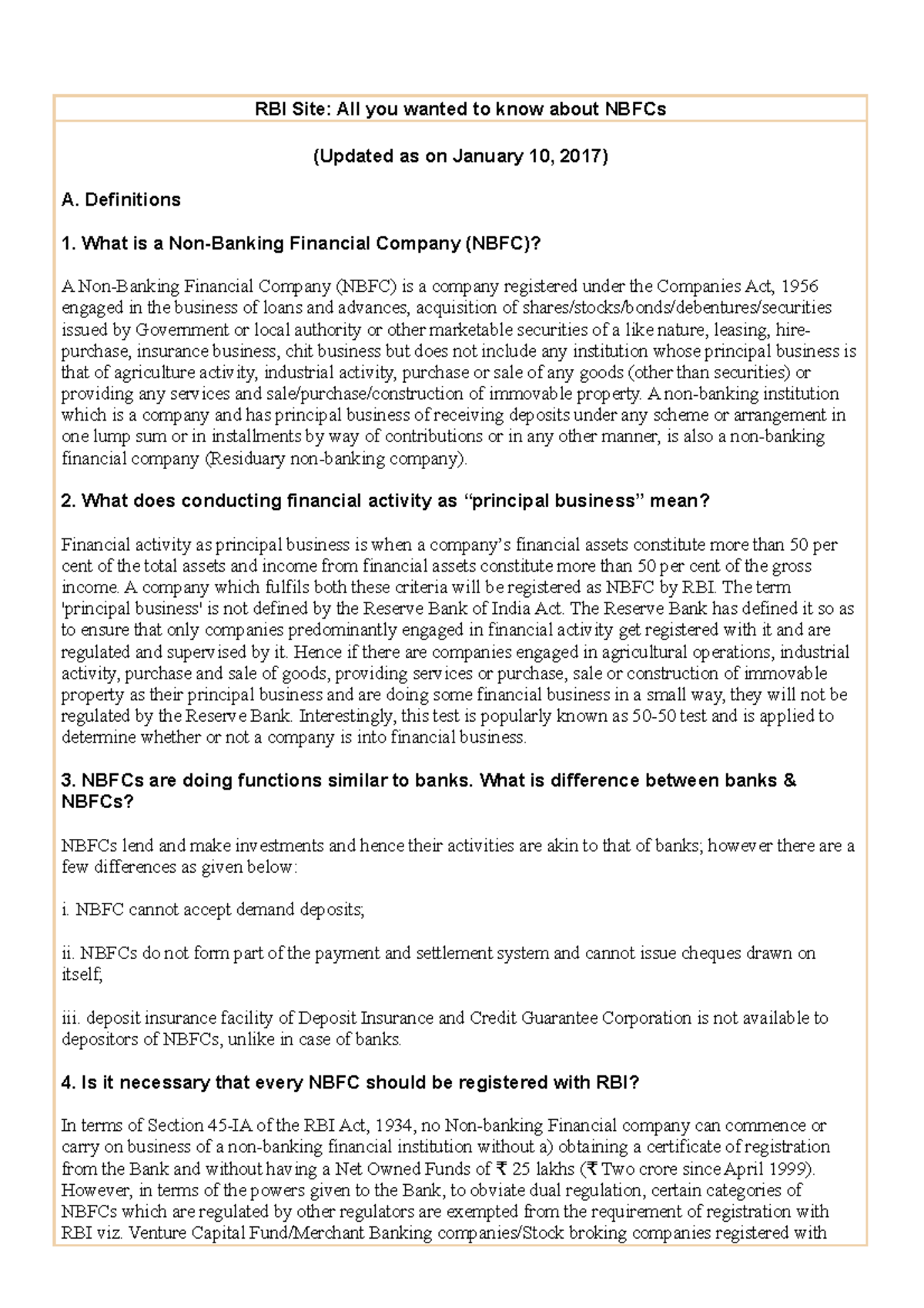 RBI-FAQs-NBFCs - RBI Site: All you wanted to know about NBFCs (Updated ...