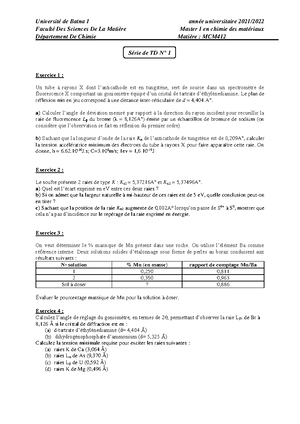 TD Analyse Chimique et structurale des matériaux