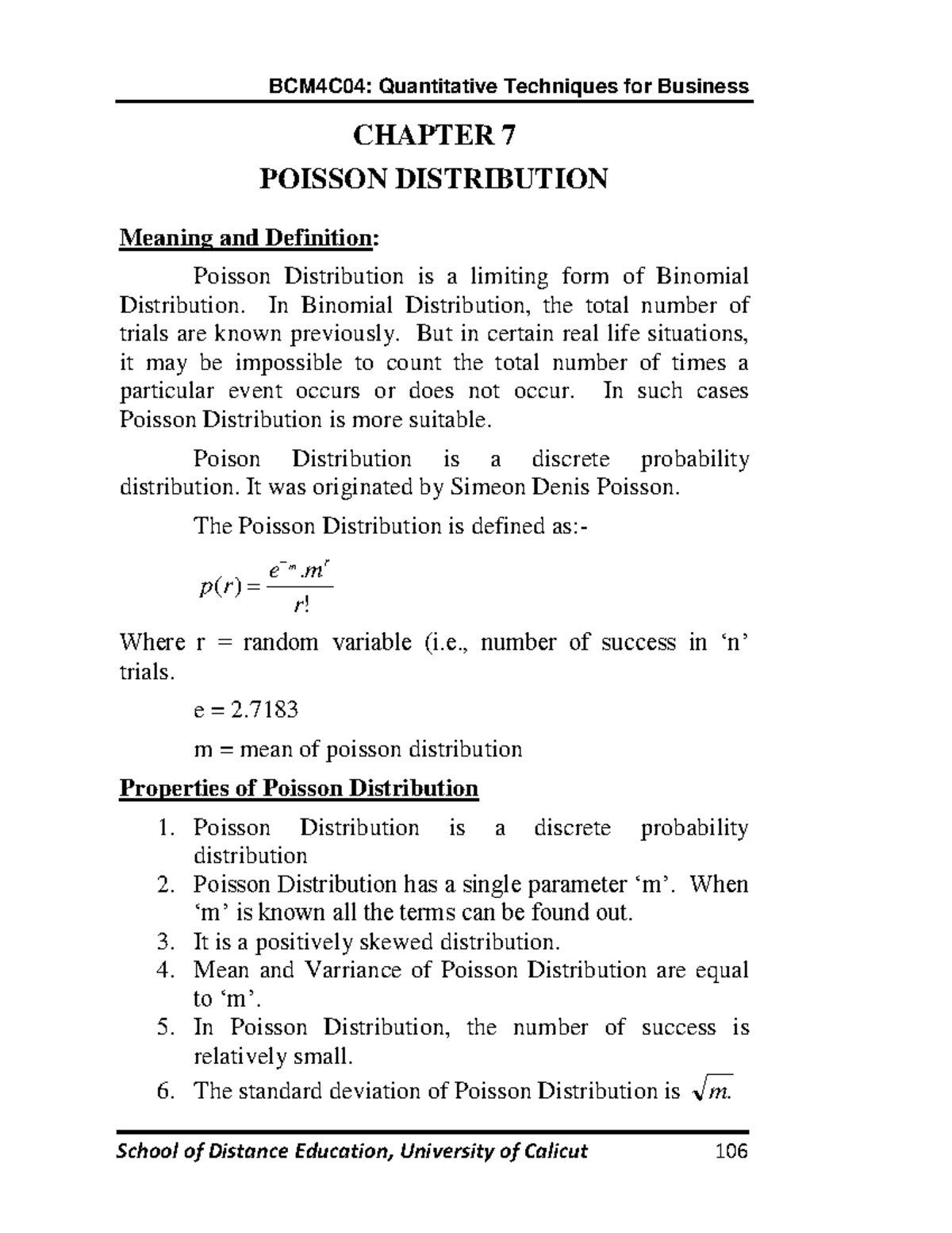 Poisson Distribution - CHAPTER 7 POISSON DISTRIBUTION Meaning And ...