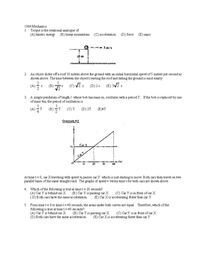 AP Physics C 1998 with Answers - 1998 Mech A force F is exerted by a ...