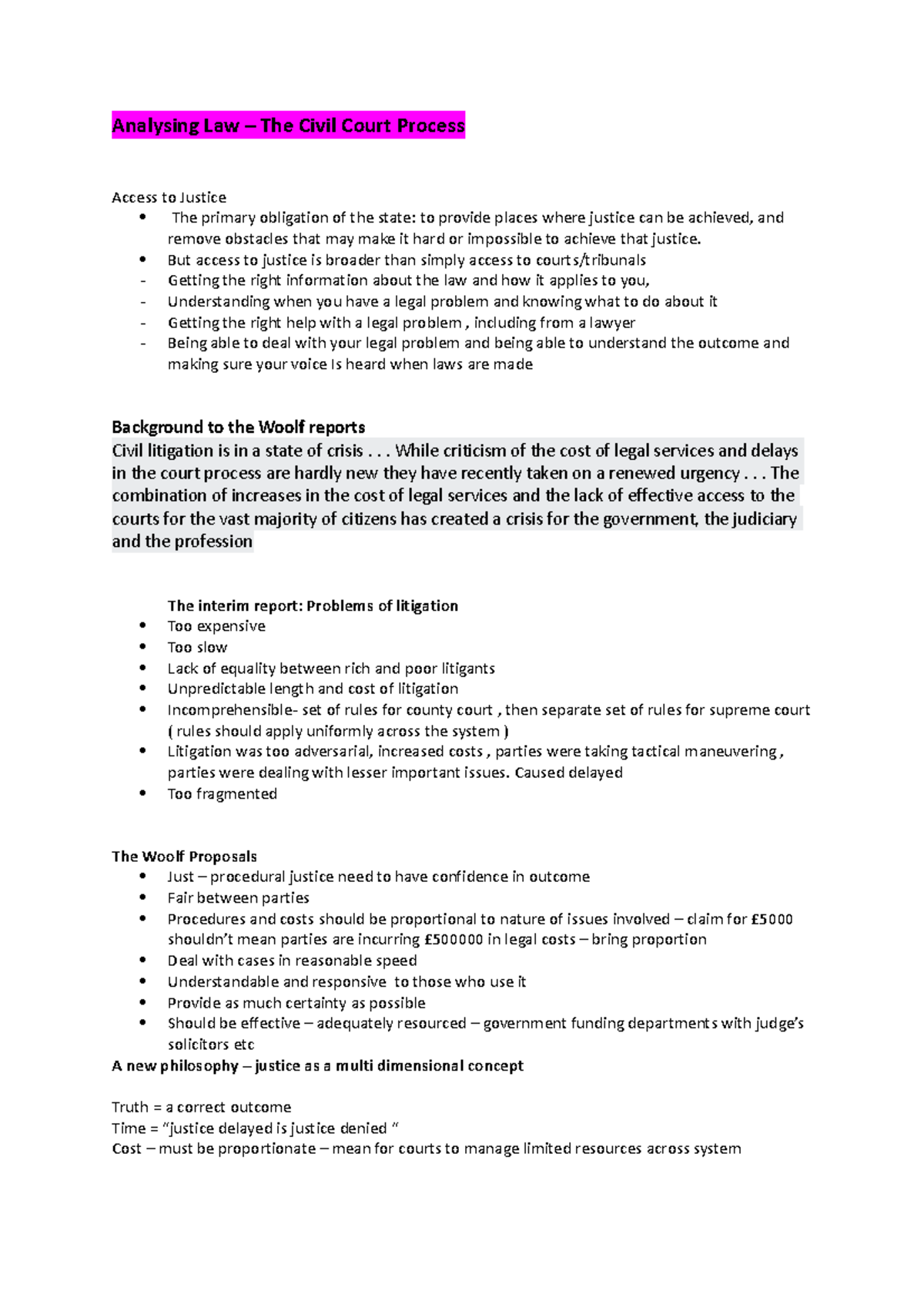 Analysing Law The Civil Court Process Analysing Law The Civil Court