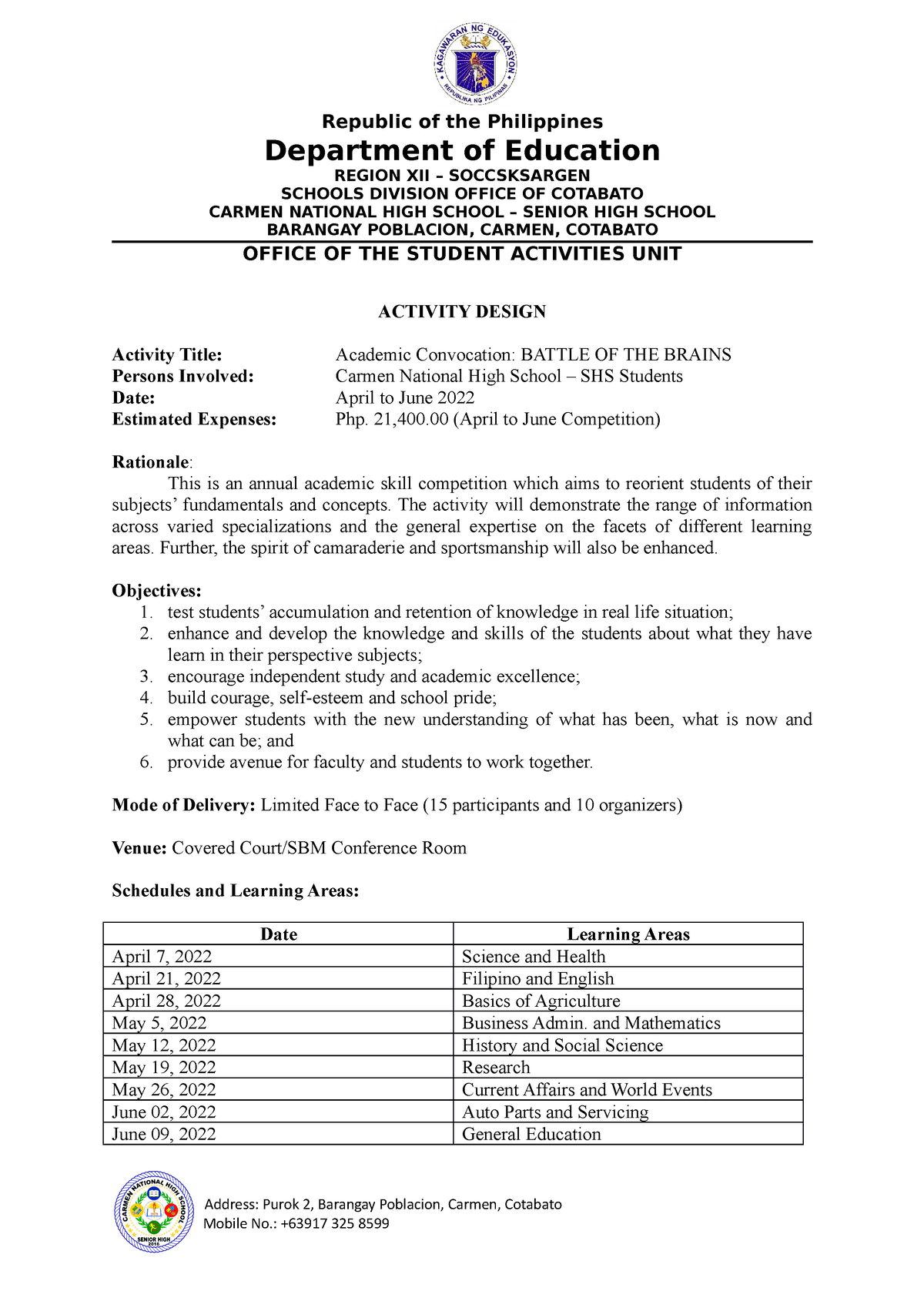 Battle OF THE Brains 2022 - Department of Education REGION XII ...