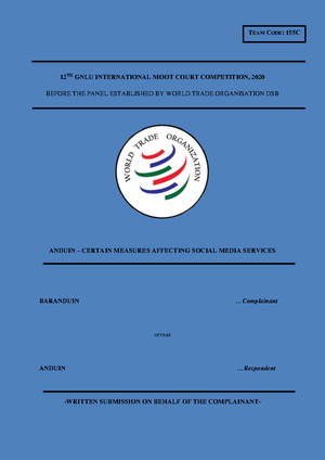 Respondent (GIMC 2020) Memorial - 12 TH GNLU INTERNATIONAL MOOT COURT ...