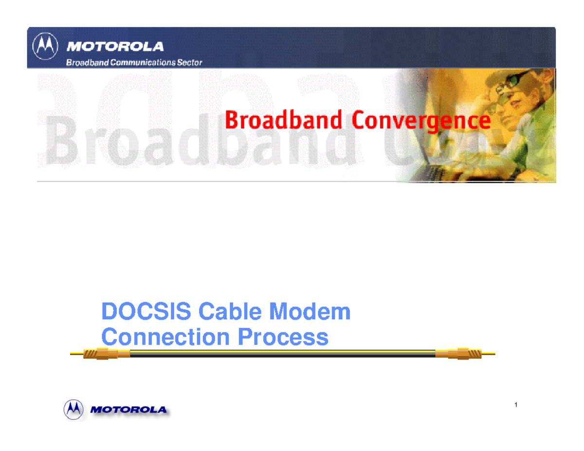 Docsis SCTE detail 2 - Lecture notes 1 - DOCSIS Cable Modem Connection ...