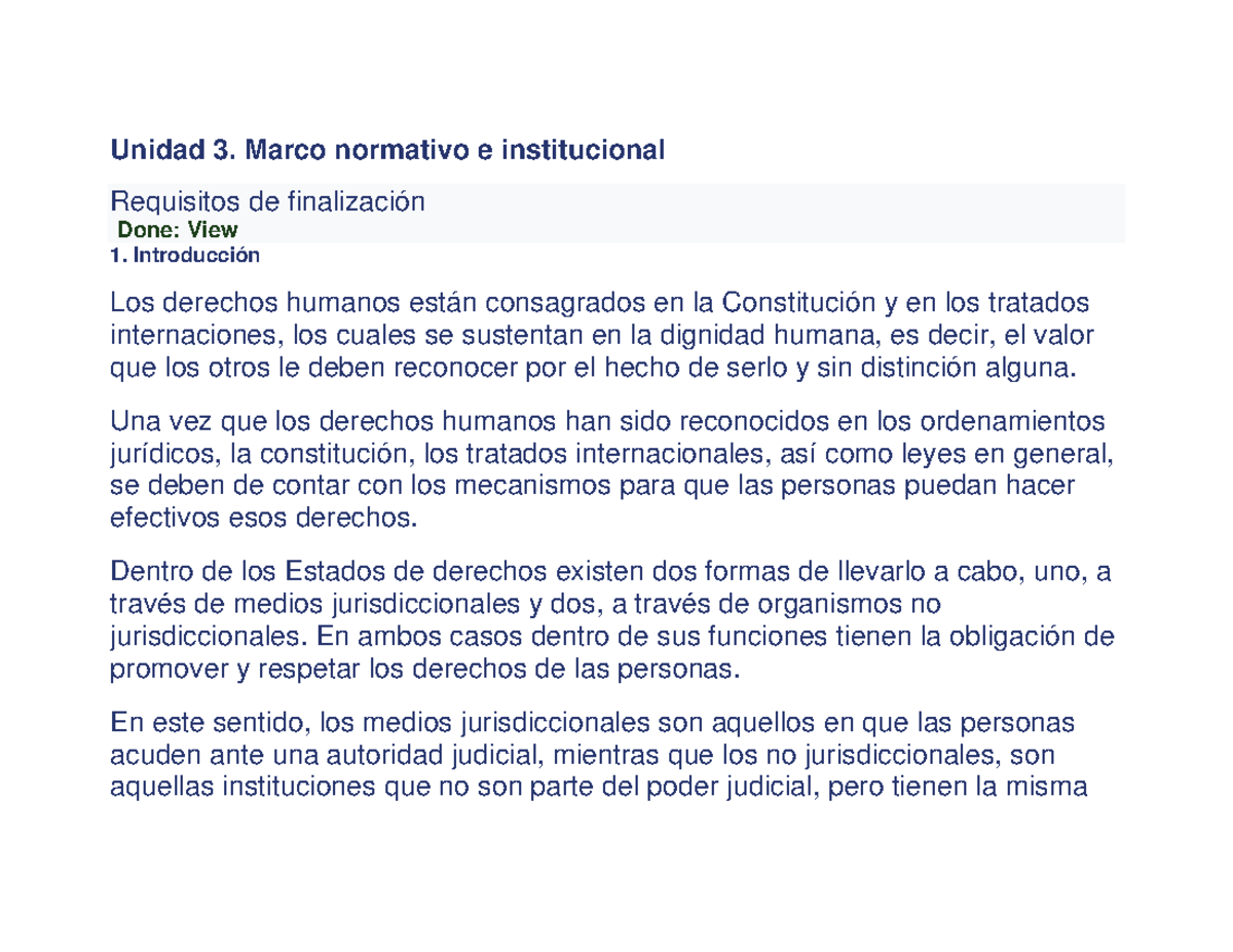 Unidad 3 - derechos humanos - Unidad 3. Marco normativo e institucional ...