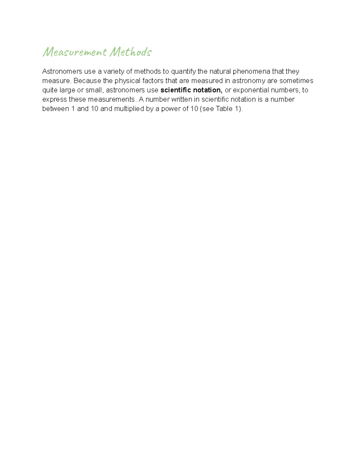 Measuring - notes - Mesen Mets Astronomers use a variety of methods to ...