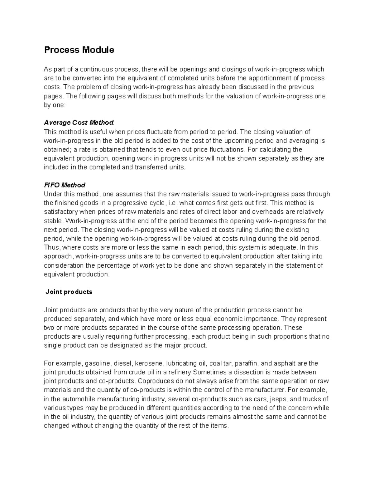 Process Module The problem of closing workinprogress has already