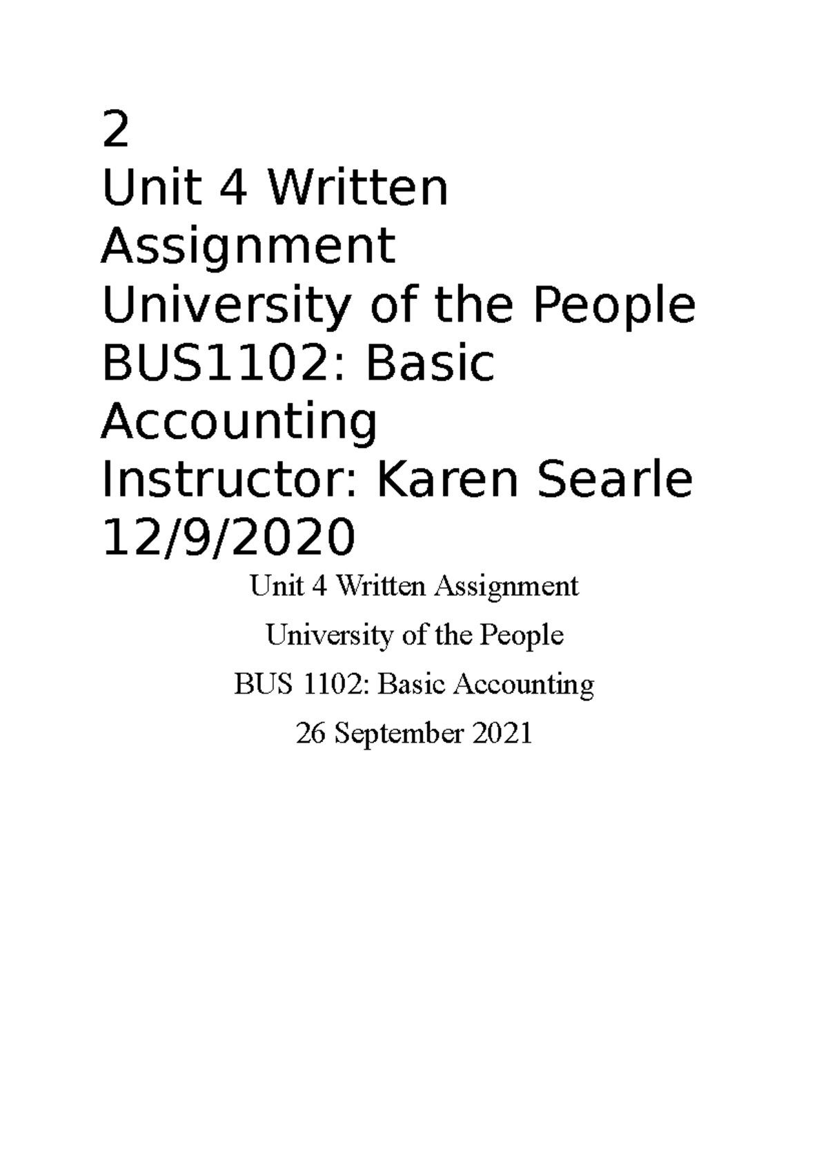 BUS1102 Unit 5 Written Assignment - BUS 1102 - UoPeople - Studocu